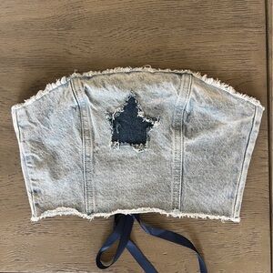 PacSun Light Blue Denim Top with Navy Accents